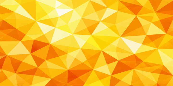 A colorful seamless vector illustration featuring an abstract geometric triangle pattern and mosaic polygon shapes in a retro orange and yellow style for a decorative banner backdrop or wallpaper desi