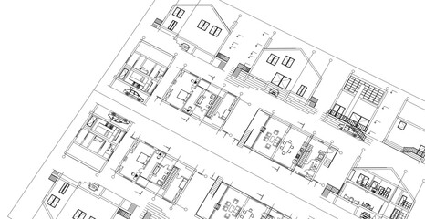 Fototapeta premium house architectural project sketch 3d illustration