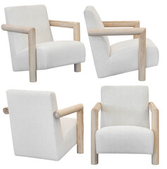 Upholstered armchair isolated, modern living room furniture
