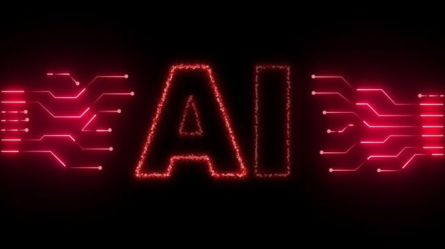 AI glowing Neon AI text icon animation digital artificial intelligence letter symbol. neon technology pattern with ai text icon ,symboliz ing artificial intelligence 4k video...
