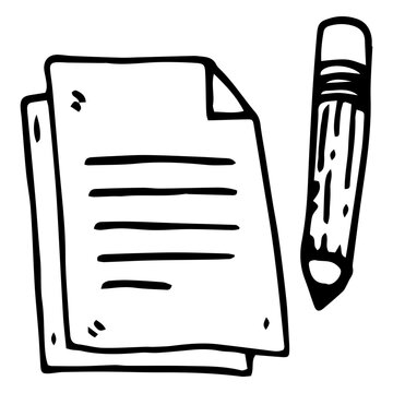 Sheet and pencil doodle icon