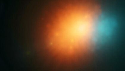 Fototapeta premium Abstract glowing light flares and bokeh effect in warm orange and cool blue tones