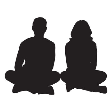 Couple sitting on ground silhouette