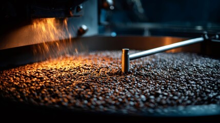 Coffee beans roasting process in modern facility