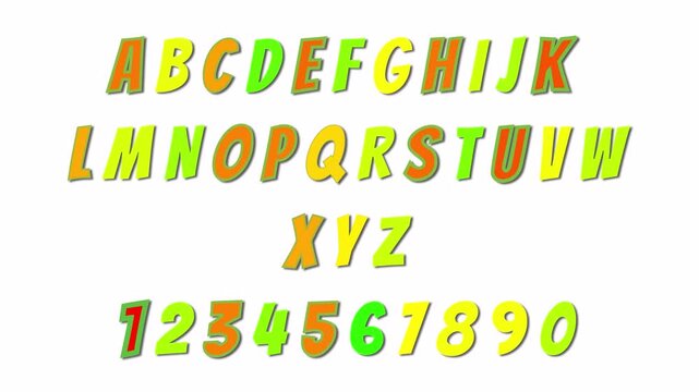 Alphabet text animation from a to z on transparent background, Kids Learning Alphabet A&ndash;Z and Numbers 0&ndash;9 Animation, Colorful Handwritten Typography in 4K