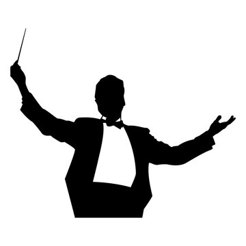Man orchestra conductor silhouette