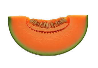 A vibrant slice of cantaloupe melon with a juicy texture and bright orange color
