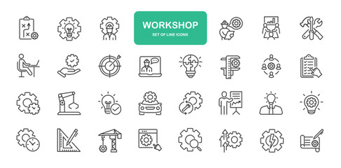 Fototapeta premium Workshop Icons. Thin Line Symbol Elements Collection.