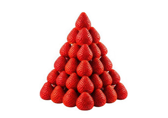 A vibrant red pyramid composed of numerous small spheres stacked together