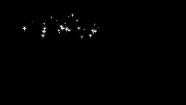 Glowing magic glitter sparkle trail, fairy sparkle dust shimmer animation, twinkling stars fantasy flow, dreamy light overlay design, isolated on black background screen, seamless professional 4k