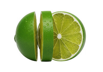 A vibrant image showcasing the cross-section of a lime and a lemon side by side