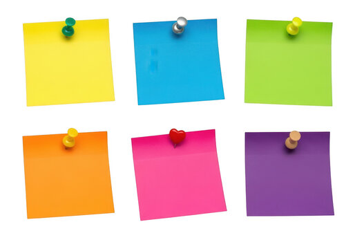 Colorful sticky notes, isolated on transparent background