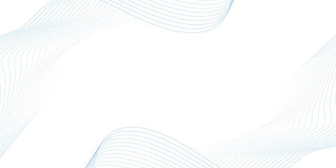 Abstract blue smooth wave on a white background. Dynamic sound wave. Design element. Vector illustration.