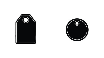 Black ticket and label icons on white background for design