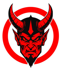 Obraz premium vector illustration of a stylized devil's head