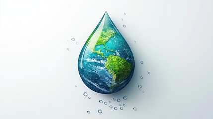 Obraz premium Drop - shaped Frame with Green Leaves Enclosing Earth for Environmental Themes