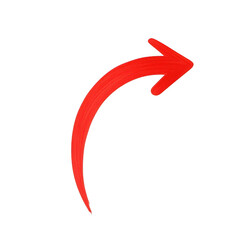 A bold red arrow pointing upwards and curving slightly to the right