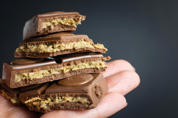 Delicious Dubai chocolate on a dark background