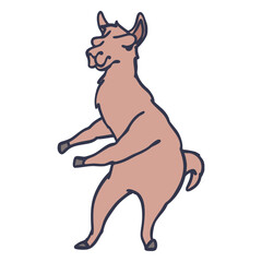 Fototapeta premium Llama dancing dance stroke flat