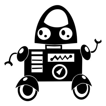 Cute boxy wheel robot cut out black