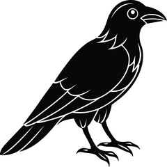 Obraz premium “Black Bird Silhouette on White Background – Minimal Vector Icon”