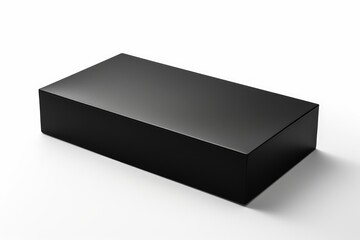 Naklejka premium Black rectangular container with reflections and soft shadow on a clean white surface