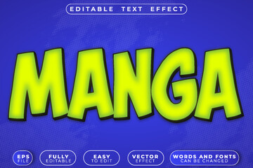 Manga Comic Anime Cartoon Character Illustration Vector Fully Editable Smart Object Text Effect