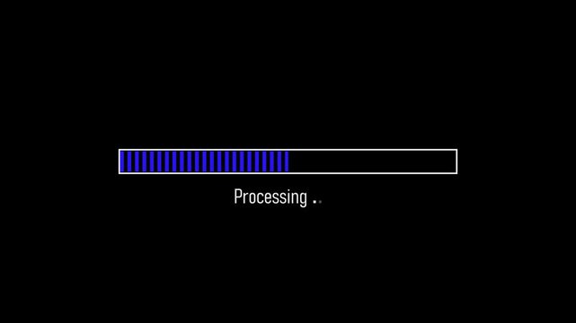 loading processing bar icon animation on black background.4k video