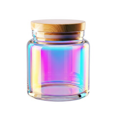Colorful glass jar with wooden lid