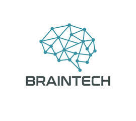 Fototapeta premium Brain network logo, Abstract artificial intelligence brain logo, Abstract brain network logo for artificial intelligence neural technology and digital healthcare app