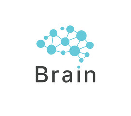 Brain network logo, Abstract artificial intelligence brain logo, Abstract brain network logo for artificial intelligence neural technology and digital healthcare. 
