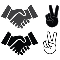 Obraz premium Handshake Agreement and Partnership Vector IconsHandshake Agreement and Partnership Vector Icons