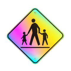 Colorful pedestrian crossing sign