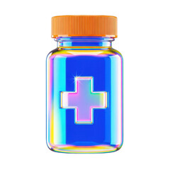 Vibrant medical bottle with cross symbol