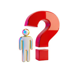 Curious figure examining large question mark