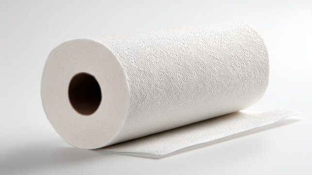 White paper towel roll isolated on white background