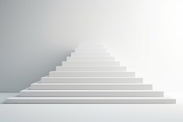 Abstract white staircase extending upwards against a clean background, symbolizing growth and ambition