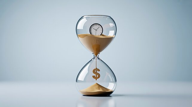 Hourglass with dollar symbol representing time and money balance
