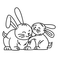 Fototapeta premium Rabbit and her son stroke