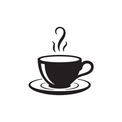 Steaming Coffee Cup Icon Black and White Vector Illustration