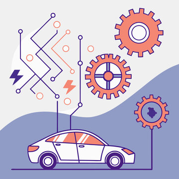 Clean vector illustration showcasing a smart automotive power optimization algorithm for enhanced vehicle energy efficiency.