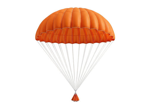 Bright orange parachute isolated on transparent background