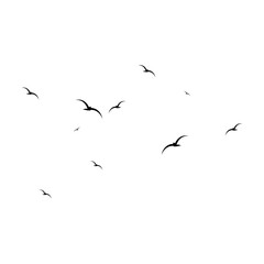 Fototapeta premium Illustration of a Flock of Flying Seagulls