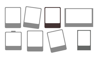 Realistic Polaroid Photo and Picture Frame Mockup Set with Natural Shadows, Transparent Background &ndash; Vector Collection .