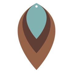 Fototapeta premium Leather earrings leaf three tone flat