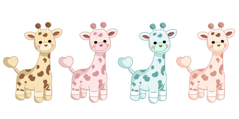 Adorable Giraffe Family – Soft Pastel Colors, Baby Shower Clipart © Снежана Коробова