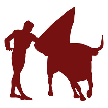 Bullfight passing bull silhouette