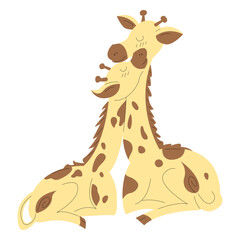 Animals mom and baby giraffe illustration © Vexels