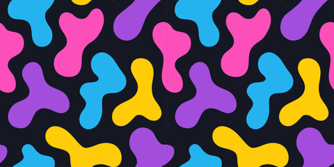 Colorful abstract seamless organic pattern features fluid blob shapes creating a modern graphic design background