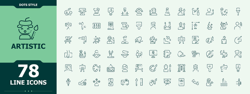 Artistic icon. Artwork modern icon set. Icons for application. Containing brush, artwork, art and design, graphic, art and more. Vector illustration.